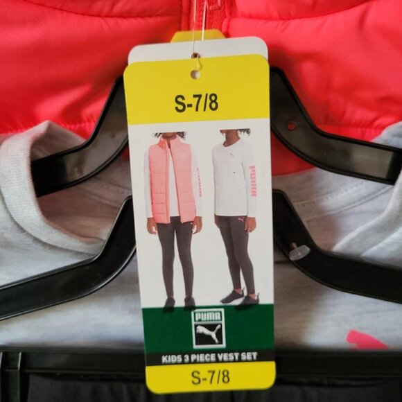 "PUMA" GIRLS 3-PIECE PINK/BLACK/GRAY VEST SET - SIZE S {7-8} - NWT - Picture 7 of 9